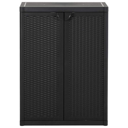 Armadio da Giardino Nero 65x45x88 cm in Rattan PP