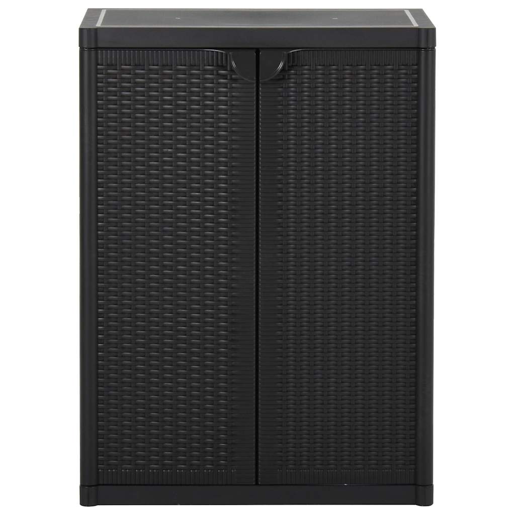 Armadio da Giardino Nero 65x45x88 cm in Rattan PP