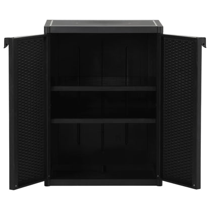 Black Garden Cabinet 65x45x88 cm in PP Rattan