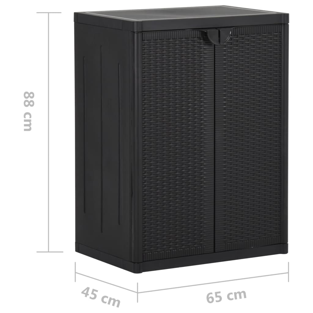 Armadio da Giardino Nero 65x45x88 cm in Rattan PP