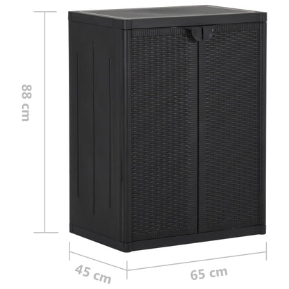 Black Garden Cabinet 65x45x88 cm in PP Rattan