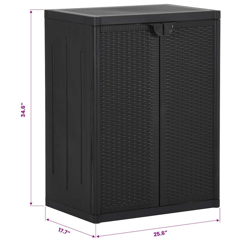 Armadio da Giardino Nero 65x45x88 cm in Rattan PP