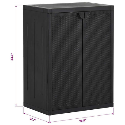 Armadio da Giardino Nero 65x45x88 cm in Rattan PP
