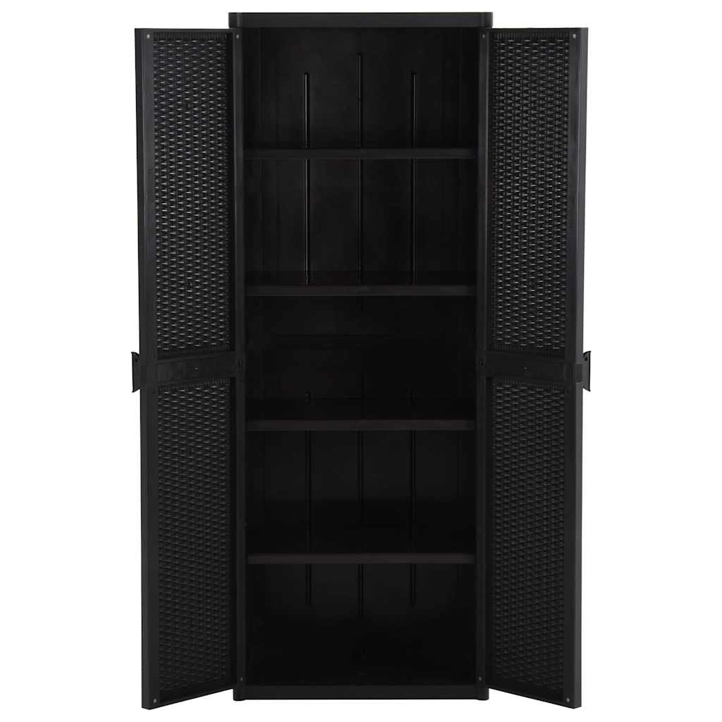 Armadio da Giardino Nero 65x45x172 cm in Rattan PP