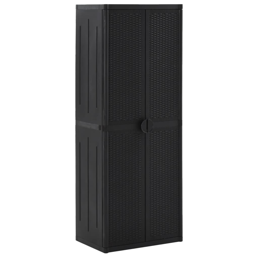 Black Garden Cabinet 65x45x172 cm in PP Rattan