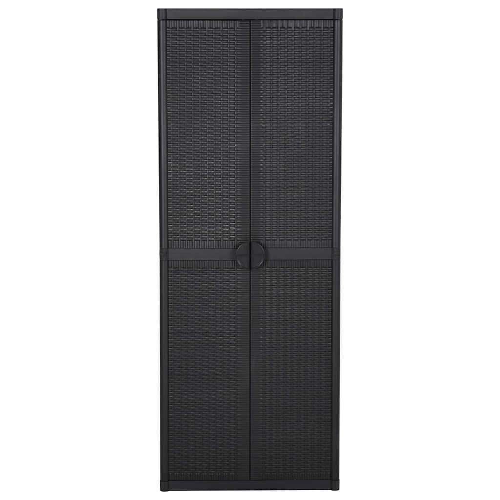 Armadio da Giardino Nero 65x45x172 cm in Rattan PP