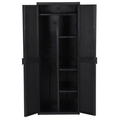 Black Garden Cabinet 65x45x172 cm in PP Rattan