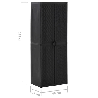 Black Garden Cabinet 65x45x172 cm in PP Rattan