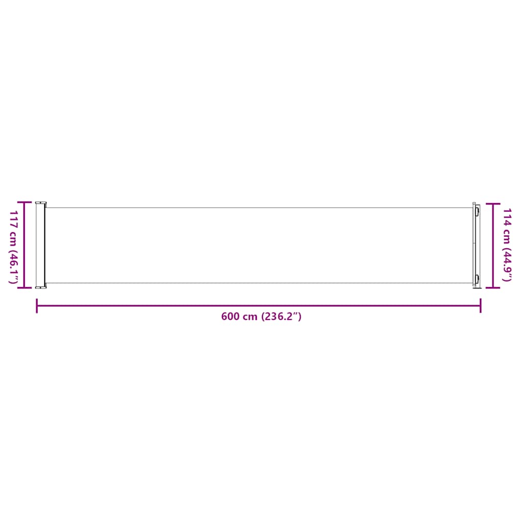 Tenda Laterale Retrattile per Patio 117x600 cm Grigia | homemem39