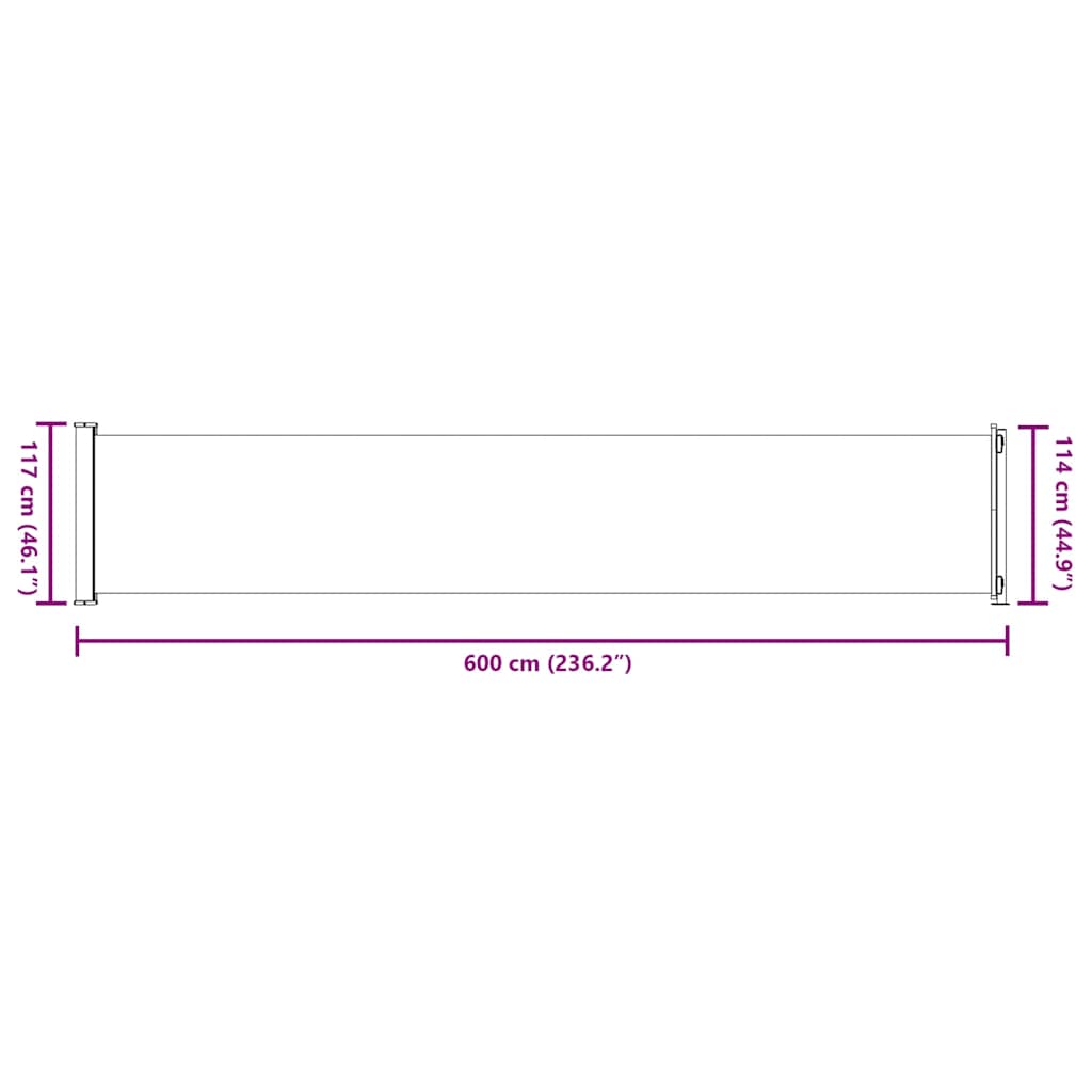 Tenda Laterale Retrattile per Patio 117x600 cm Marrone | homemem39