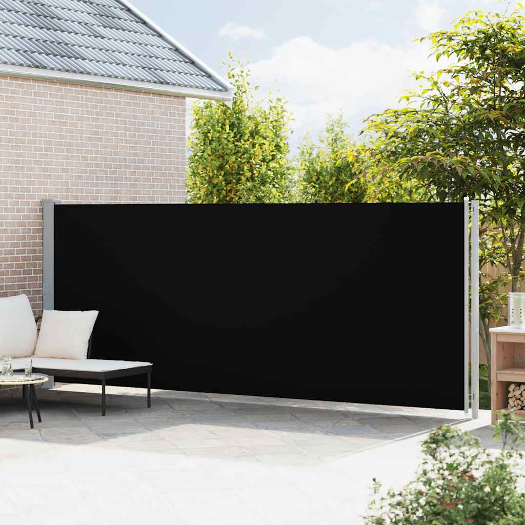 Tenda da Sole Laterale Retrattile per Patio 180x600 cm Nera | homemem39