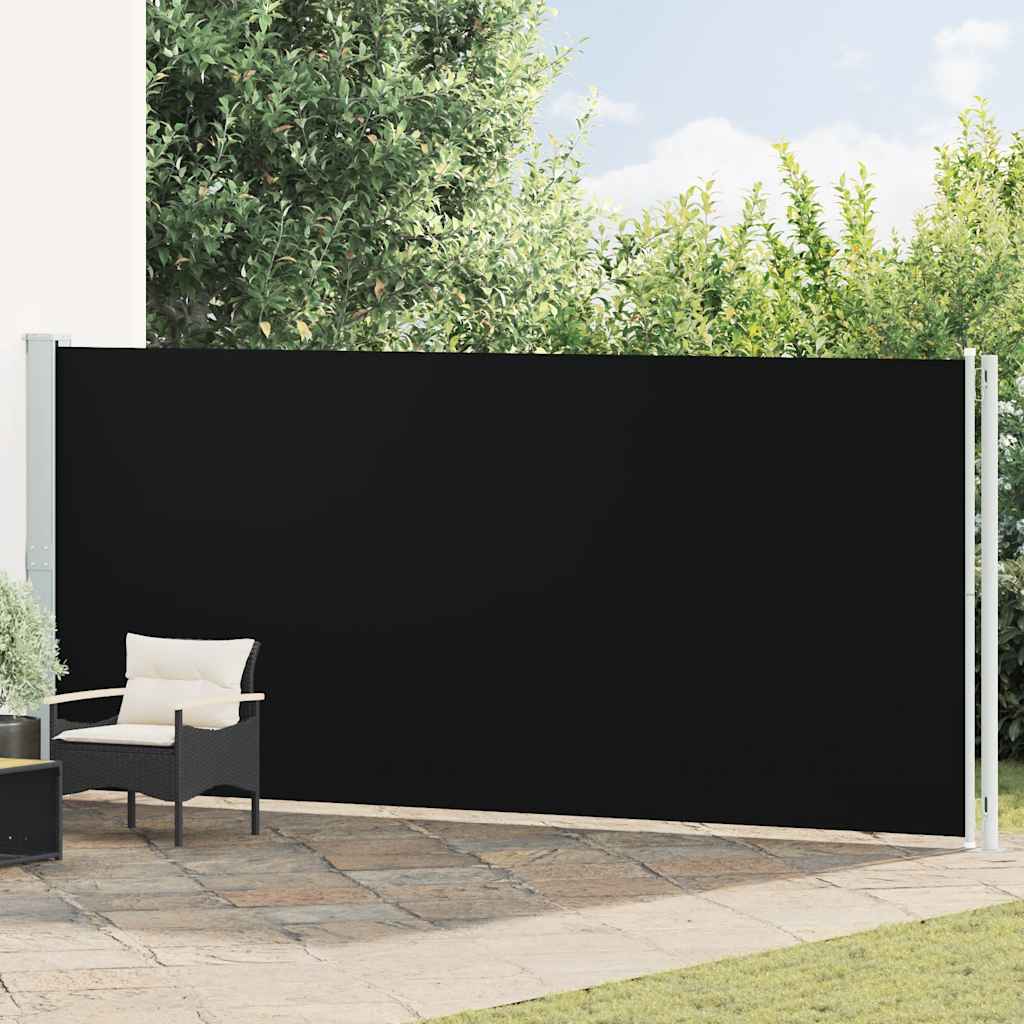 Tenda da Sole Laterale Retrattile per Patio 180x600 cm Nera | homemem39