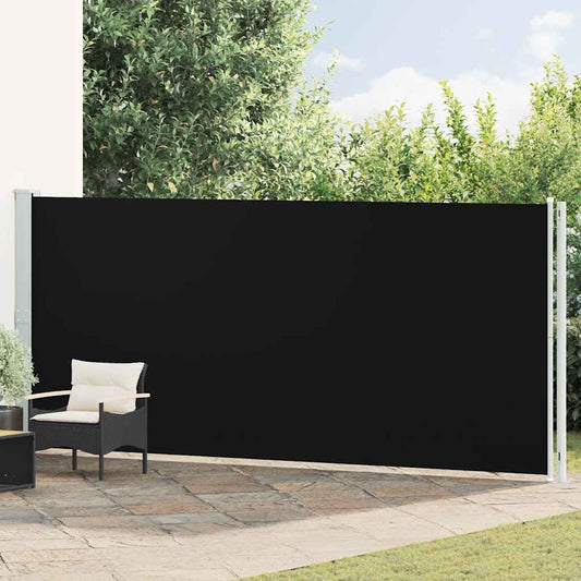 Tenda da Sole Laterale Retrattile per Patio 180x600 cm Nera | homemem39