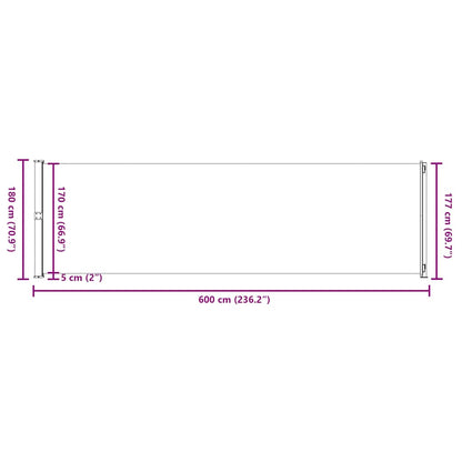 Tenda da Sole Laterale Retrattile per Patio 180x600 cm Crema | homemem39