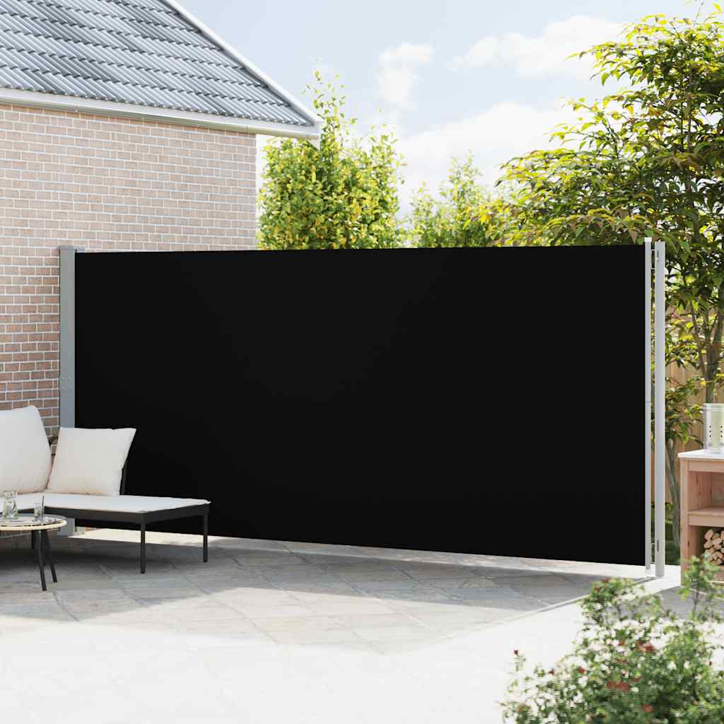 Tenda da Sole Laterale Retrattile per Patio 200x600 cm Nera