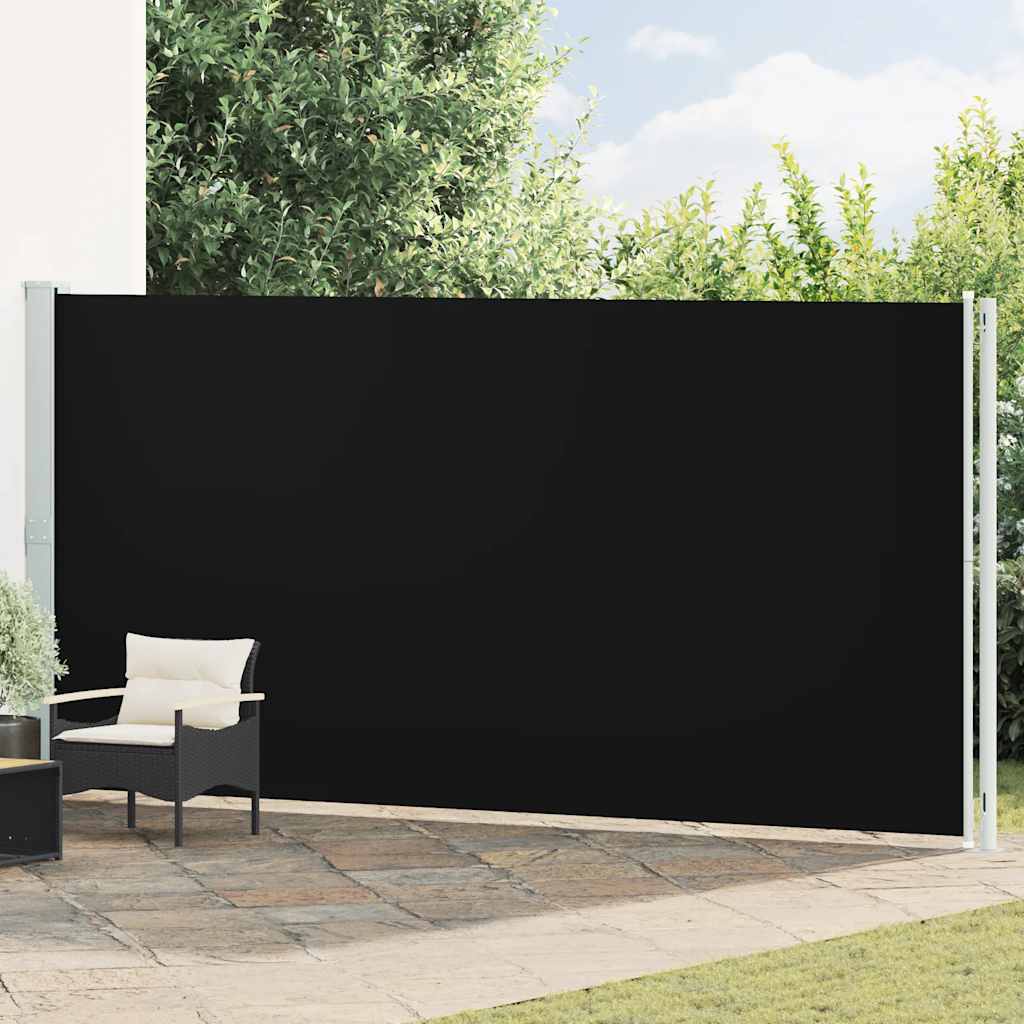 Tenda da Sole Laterale Retrattile per Patio 200x600 cm Nera