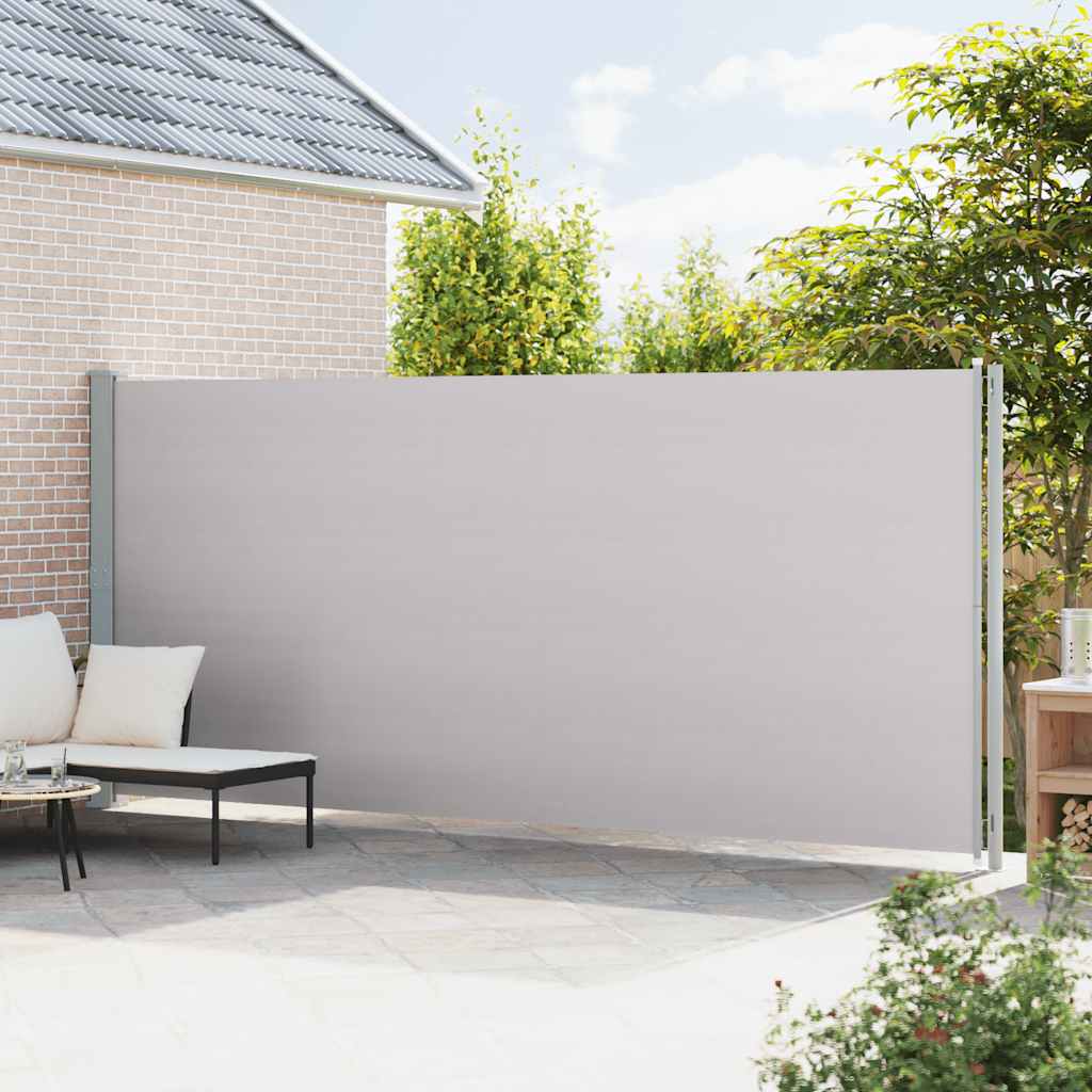 Tenda da Sole Laterale Retrattile per Patio 200x600 cm Grigia | homemem39