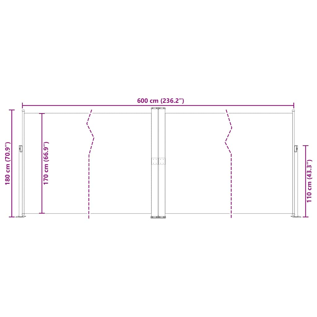 Tenda da Sole Laterale Retrattile Blu 180x600 cm