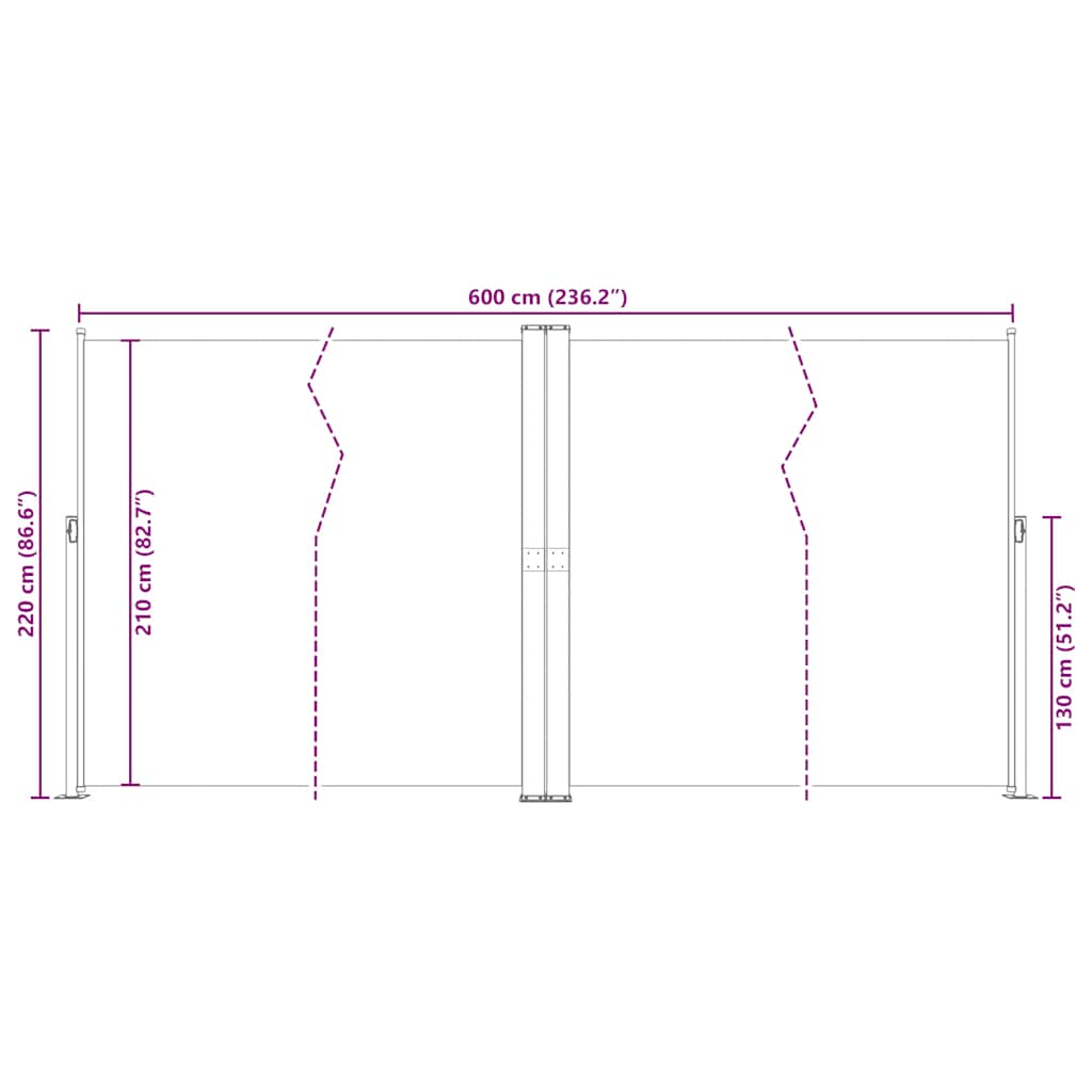 Tenda da Sole Laterale Retrattile Crema 200x600 cm | homemem39