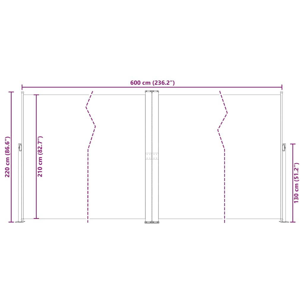 Tenda da Sole Laterale Retrattile Marrone 200x600 cm
