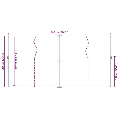 Tenda da Sole Laterale Retrattile Marrone 200x600 cm