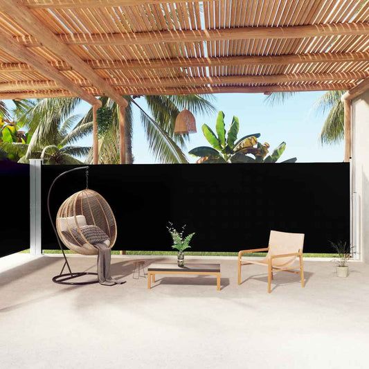 Tenda da Sole Laterale Retrattile Nera 180x1000 cm | homemem39