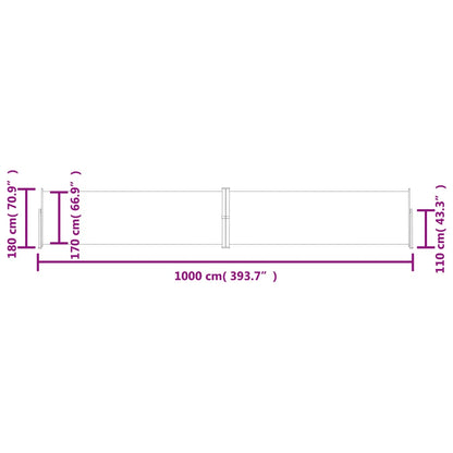 Tenda da Sole Laterale Retrattile Marrone 180x1000 cm | homemem39