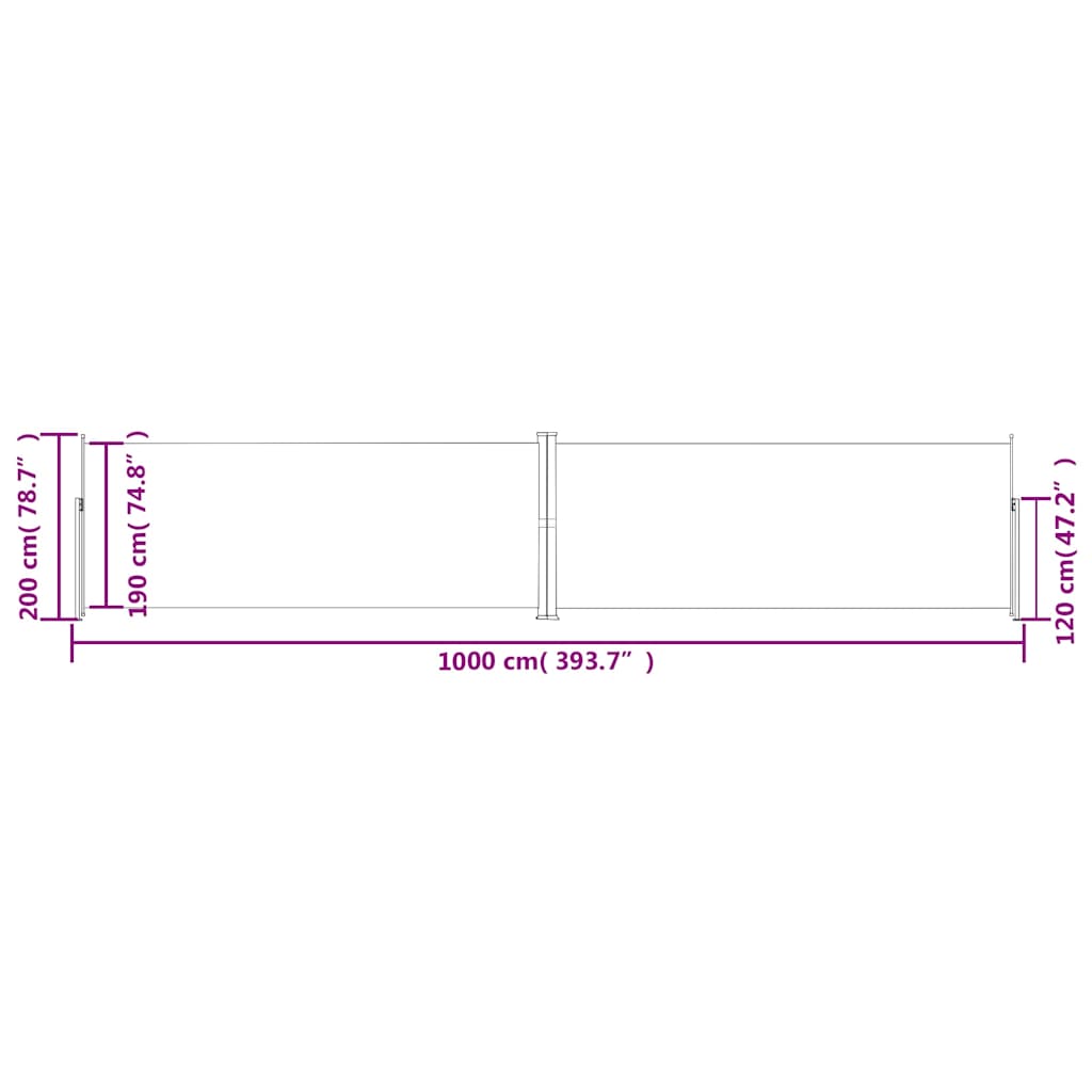 Tenda da Sole Laterale Retrattile Crema 200x1000 cm | homemem39