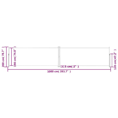 Tenda da Sole Laterale Retrattile Antracite 200x1000 cm | homemem39
