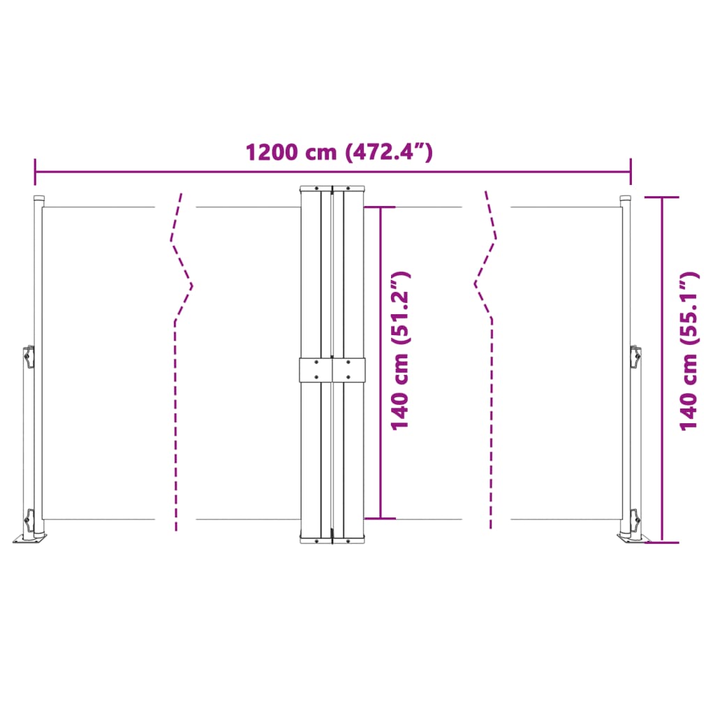 Tenda Laterale Retrattile Blu 140x1200 cm