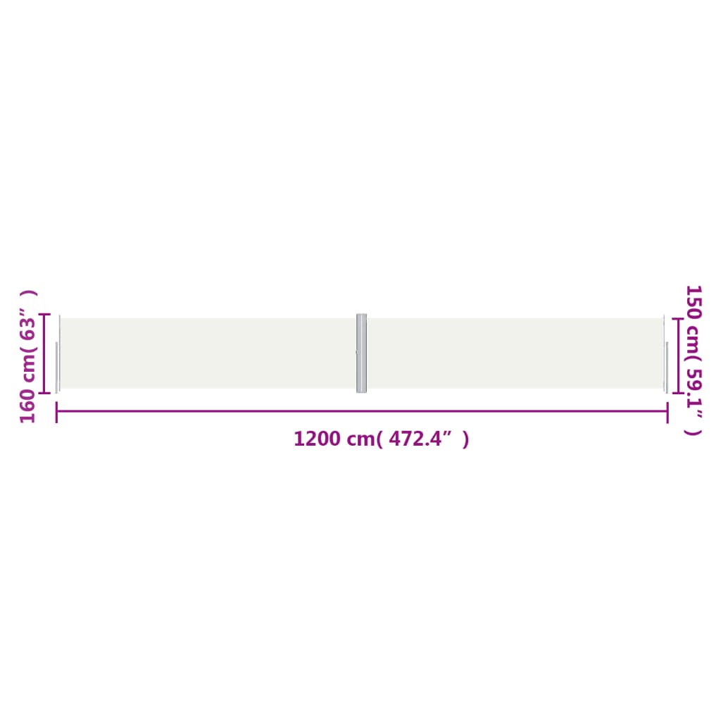 Tenda da Sole Laterale Retrattile Crema 160x1200 cm