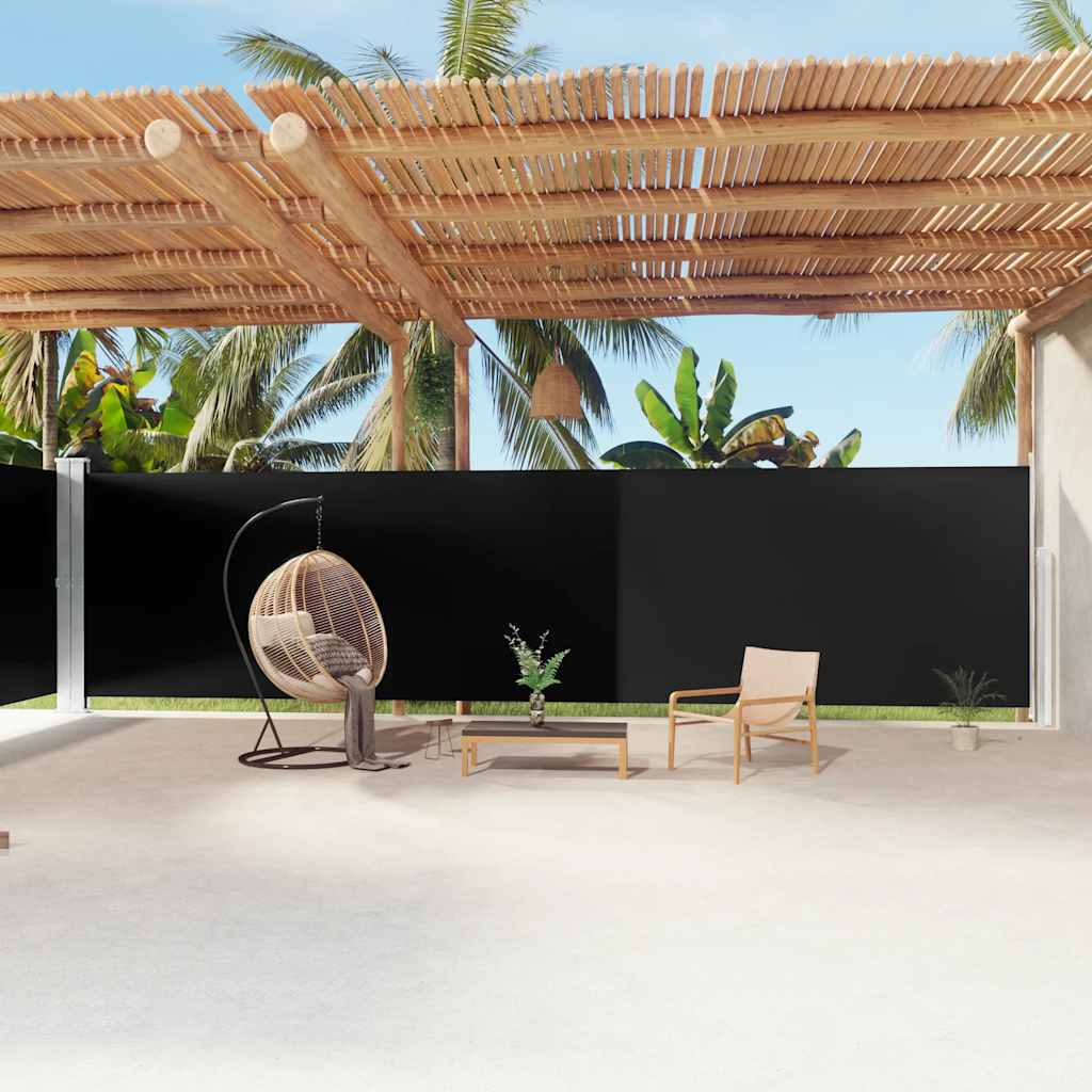 Tenda da Sole Laterale Retrattile Nera 200x1200 cm | homemem39