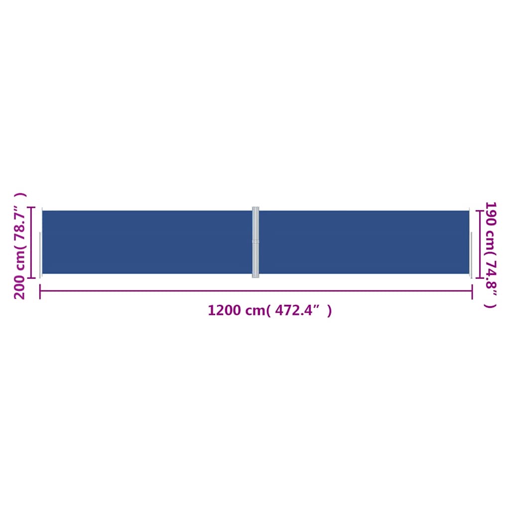 Tenda da Sole Laterale Retrattile Blu 200x1200 cm | homemem39