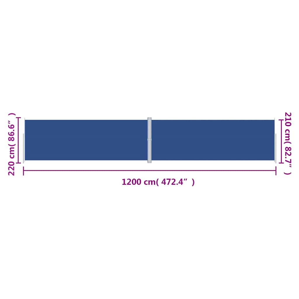 Tenda da Sole Laterale Retrattile Blu 220x1200 cm | homemem39