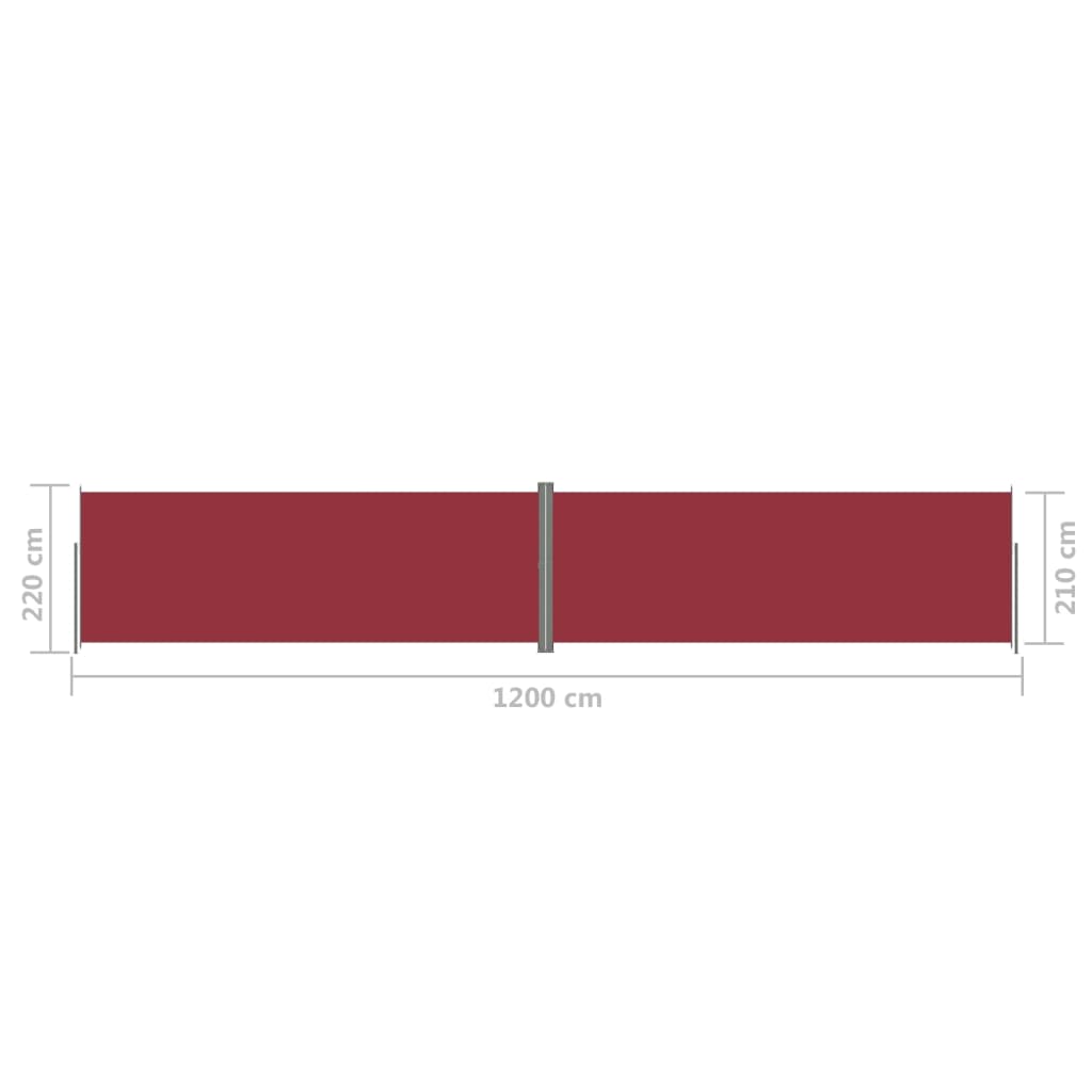 Tenda da Sole Laterale Retrattile Rossa 220x1200 cm - homemem39