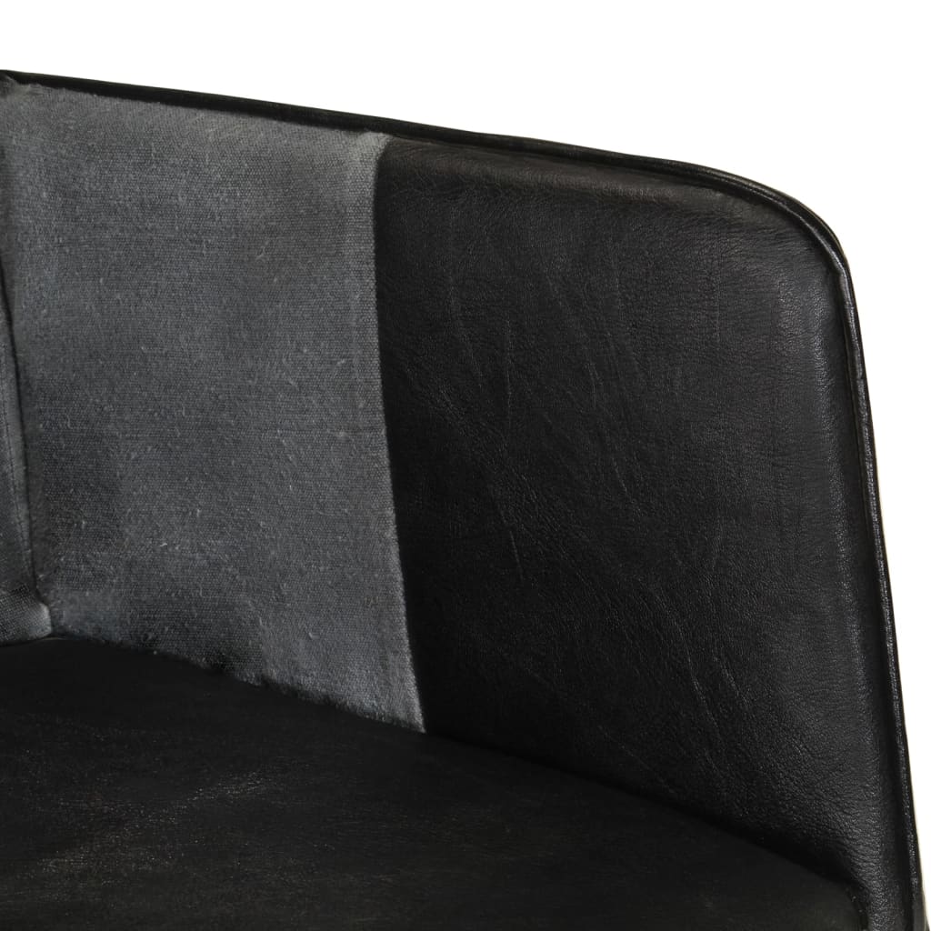 Poltrona Wingback Nera e Grigia in Vera Pelle - homemem39