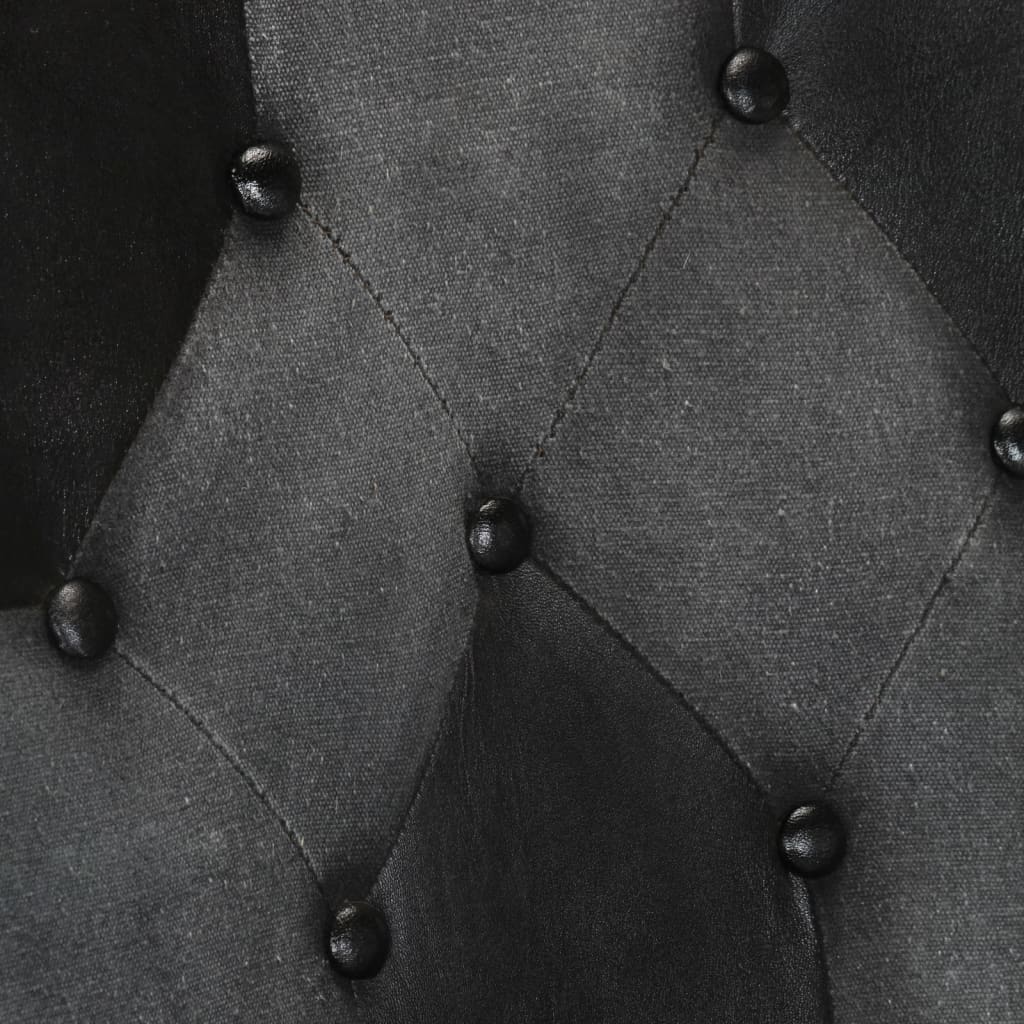 Poltrona Wingback Nera e Grigia in Vera Pelle - homemem39