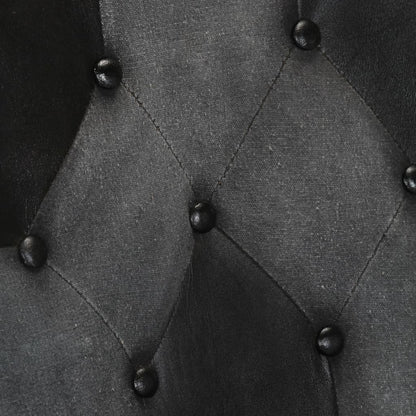 Poltrona Wingback Nera e Grigia in Vera Pelle - homemem39