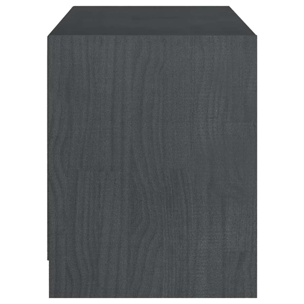 Mobile Porta TV Grigio 104x33x41 cm in Legno Massello di Pino