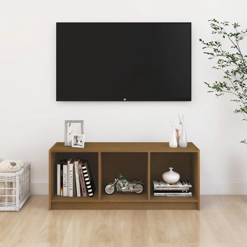 Mobile Porta TV Marrone Ambra 104x33x41 cm in Legno di Pino - homemem39