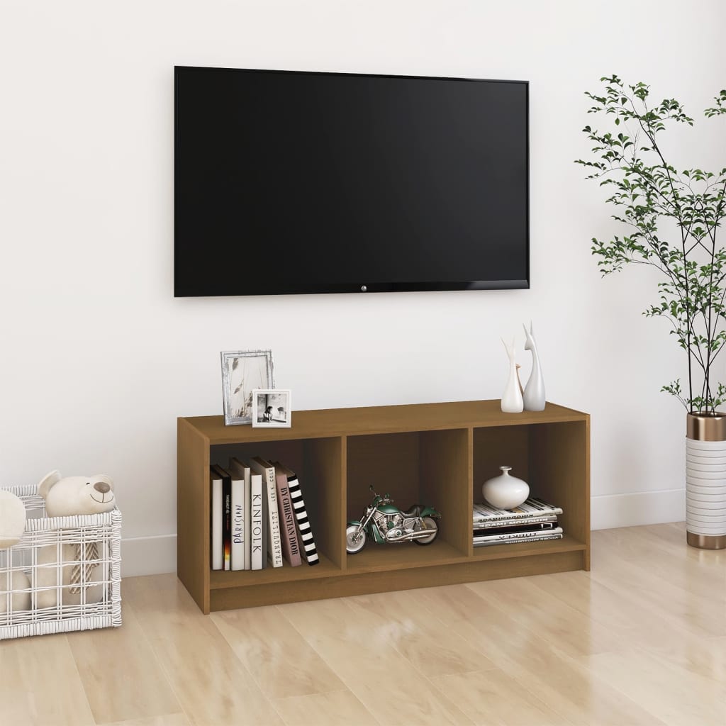 Mobile Porta TV Marrone Ambra 104x33x41 cm in Legno di Pino - homemem39