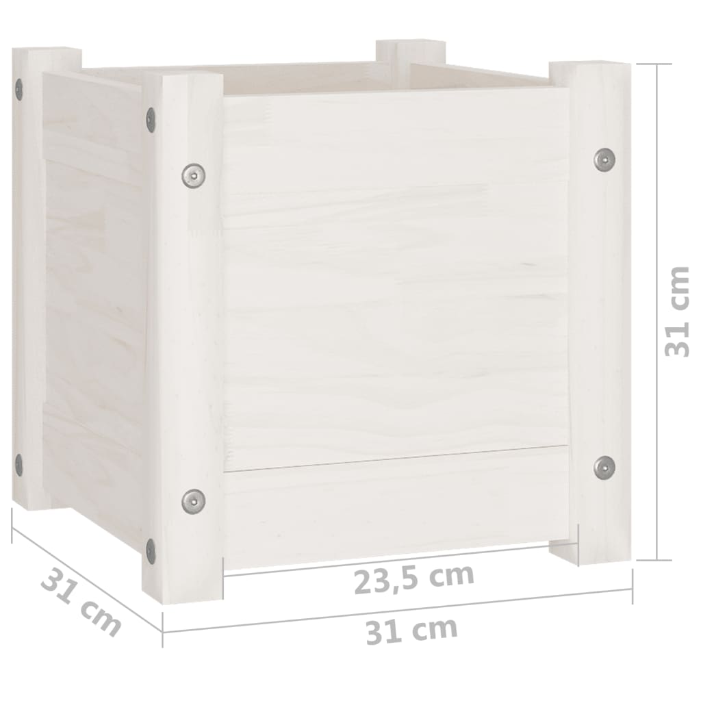 Fioriera da Giardino Bianca 31x31x31 cm Legno Massello di Pino - homemem39