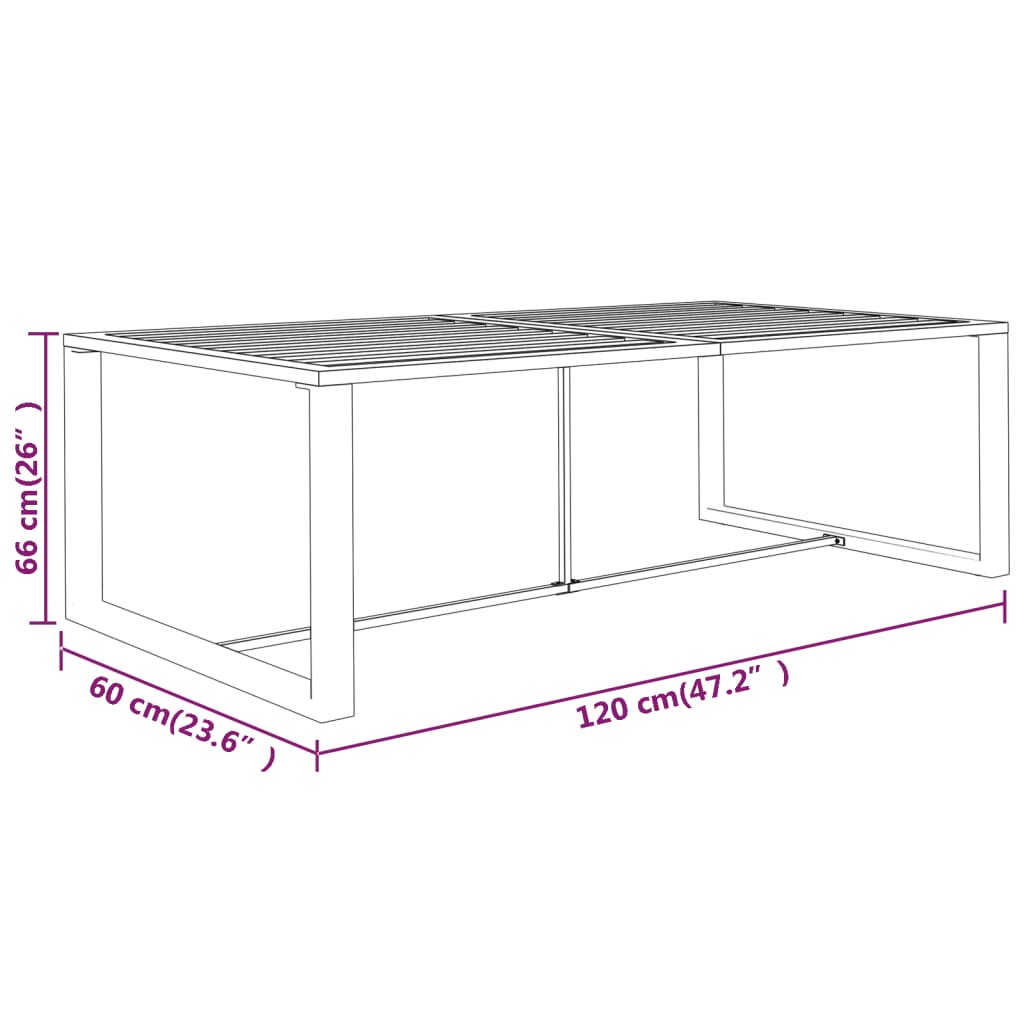 Anthracite Outdoor Dining Table 120x60x66cm in Aluminium