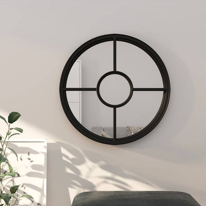 Specchio Nero 60x4 cm Rotondo in Ferro per Uso Interno | homemem39