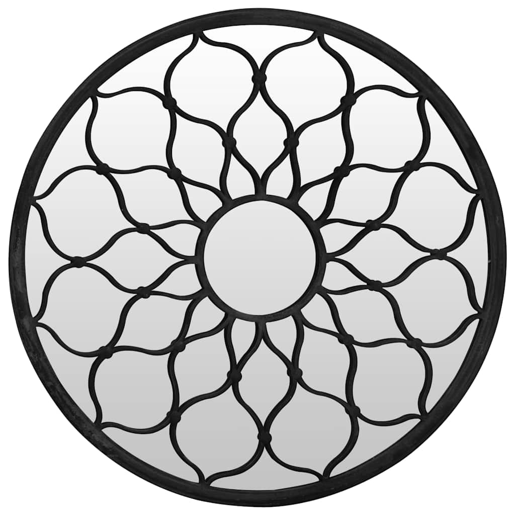 Specchio Nero 40x3 cm Rotondo in Ferro per Uso Interno | homemem39