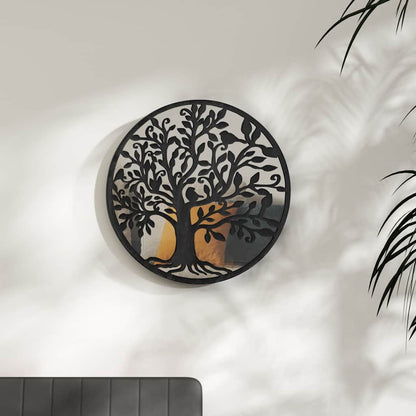 Specchio Nero 40x2,5 cm Rotondo in Ferro per Uso Interno | homemem39