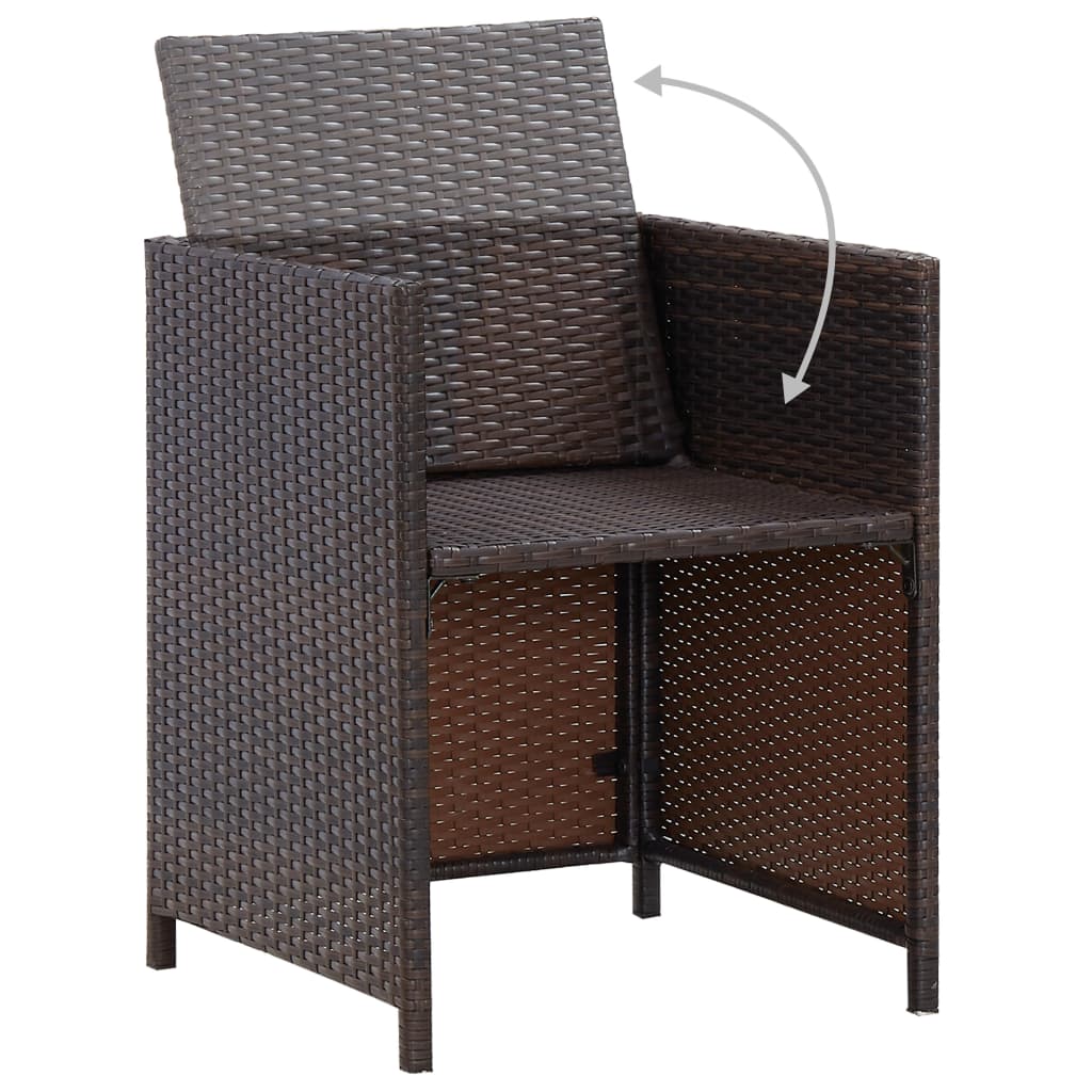 Set da Pranzo per Giardino 3 pz con Cuscini Marrone | homemem39