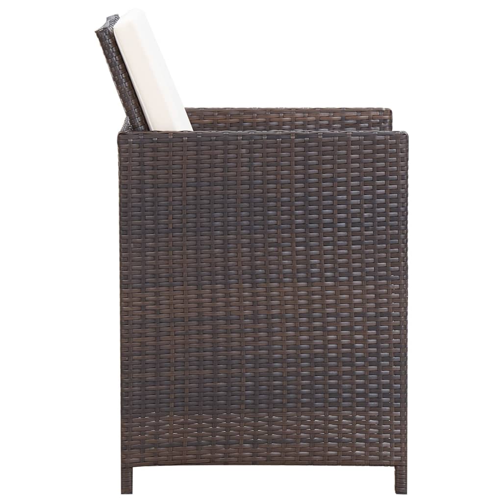 Set da Pranzo per Giardino 3 pz con Cuscini Marrone | homemem39