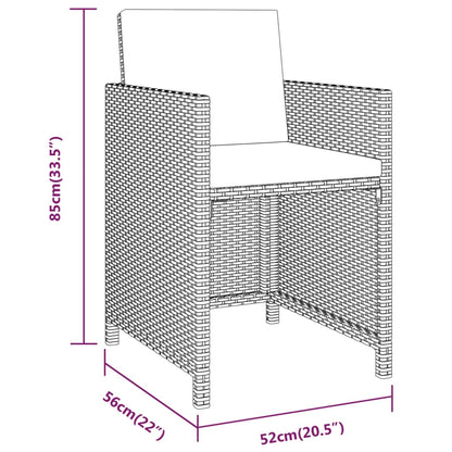 Set da Pranzo per Giardino 3 pz con Cuscini Marrone | homemem39