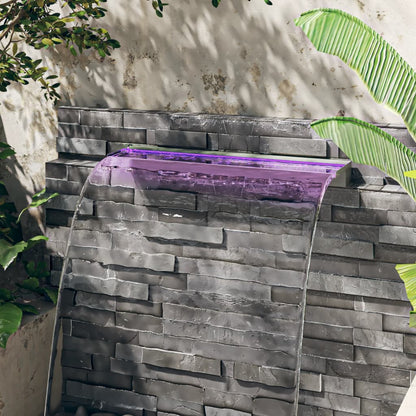 Sfioratore a Cascata con LED RGB Acciaio Inox 90 cm | homemem39